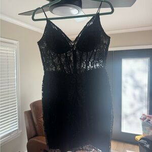 Black Lace Spaghetti Strap Dress